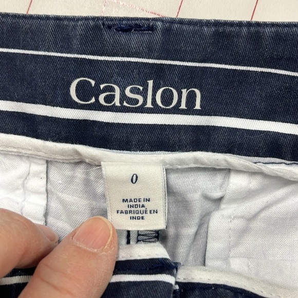 CASLON Navy/White Cotton 4 Pocket Nautical Stripe Beachy Picnic Preppy Shorts 0 - Picture 3 of 14